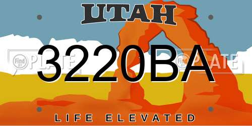3220BA Utah License Plate