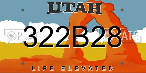 322B28 Utah License Plate