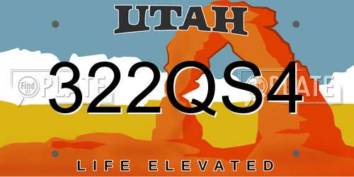 322QS4 Utah License Plate