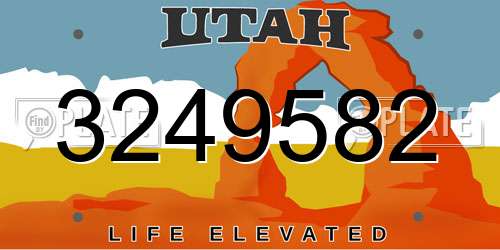 3249582 Utah License Plate