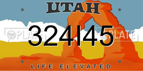 324I45 Utah License Plate