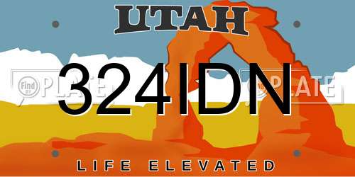 324IDN Utah License Plate