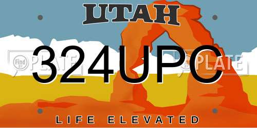 324UPC Utah License Plate