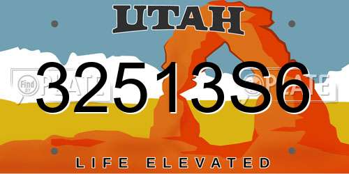 32513S6 Utah License Plate