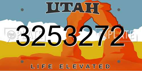 3253272 Utah License Plate