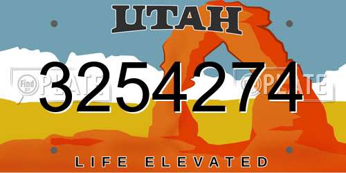 3254274 Utah License Plate