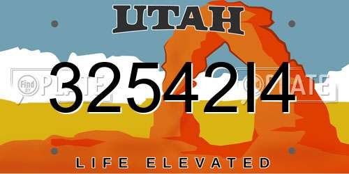 32542I4 Utah License Plate