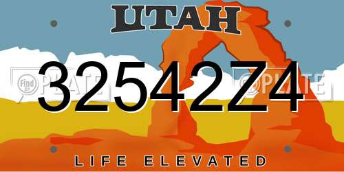 32542Z4 Utah License Plate