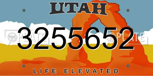 3255652 Utah License Plate
