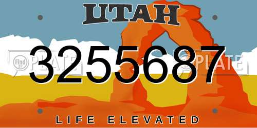 3255687 Utah License Plate