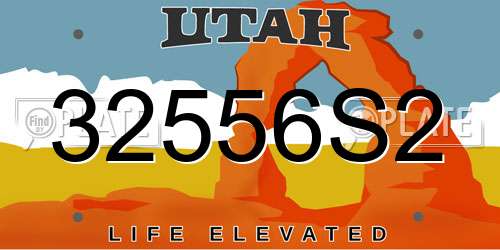 32556S2 Utah License Plate