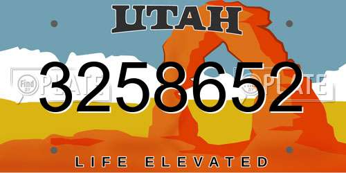 3258652 Utah License Plate