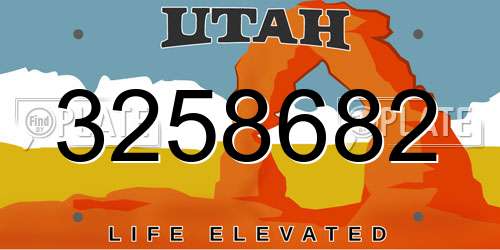 3258682 Utah License Plate