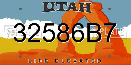 32586B7 Utah License Plate