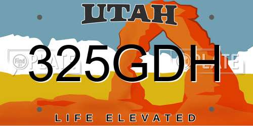 325GDH Utah License Plate