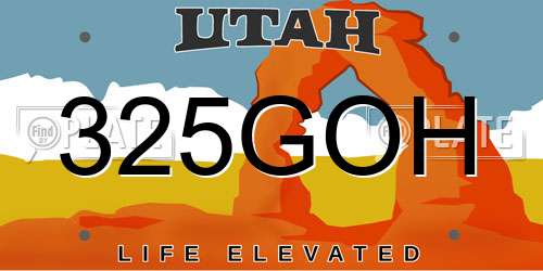 325GOH Utah License Plate