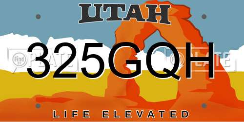 325GQH Utah License Plate
