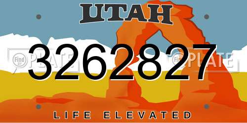 3262827 Utah License Plate