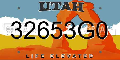 32653G0 Utah License Plate
