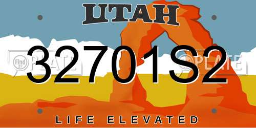 32701S2 Utah License Plate