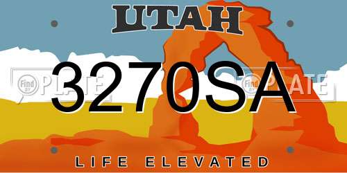 3270SA Utah License Plate