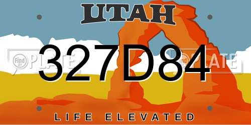 327D84 Utah License Plate