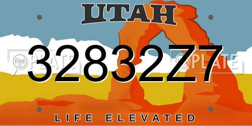 32832Z7 Utah License Plate