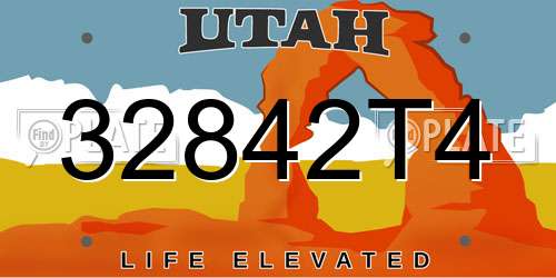 32842T4 Utah License Plate