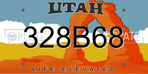 328B68 Utah License Plate