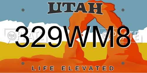 329WM8 Utah License Plate