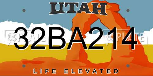32BA214 Utah License Plate