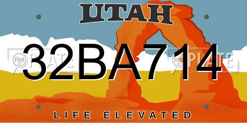 32BA714 Utah License Plate