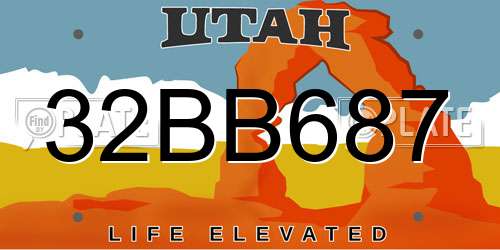 32BB687 Utah License Plate