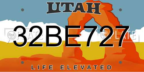 32BE727 Utah License Plate