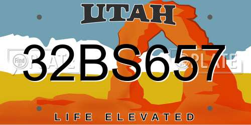 32BS657 Utah License Plate