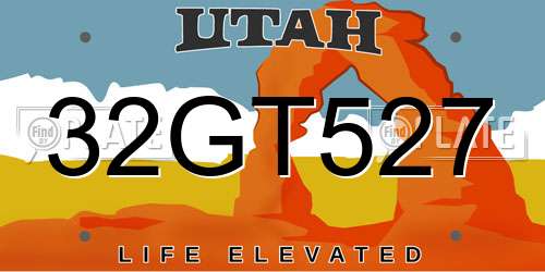 32GT527 Utah License Plate
