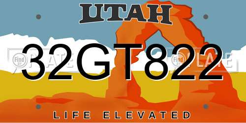 32GT822 Utah License Plate