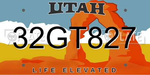 32GT827 Utah License Plate