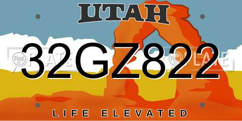 32GZ822 Utah License Plate