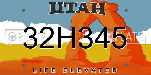 32H345 Utah License Plate