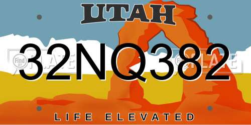 32NQ382 Utah License Plate