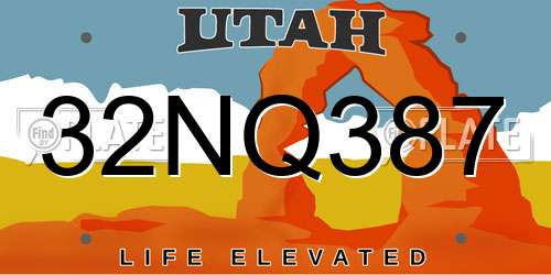 32NQ387 Utah License Plate