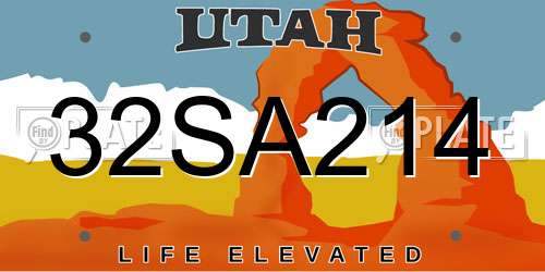 32SA214 Utah License Plate
