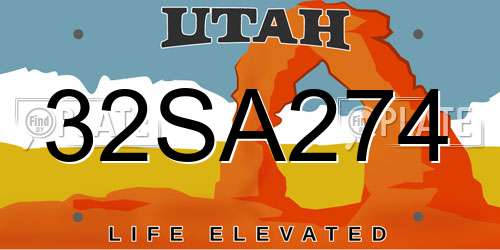 32SA274 Utah License Plate