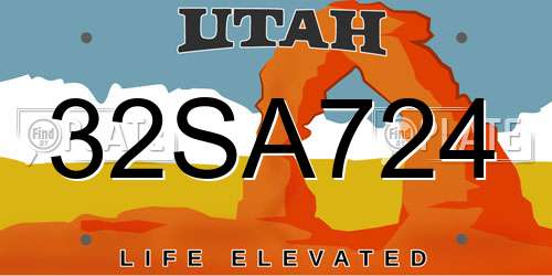 32SA724 Utah License Plate