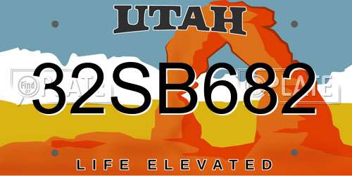 32SB682 Utah License Plate