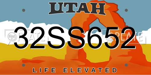 32SS652 Utah License Plate