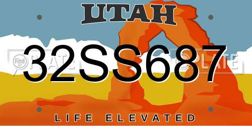 32SS687 Utah License Plate