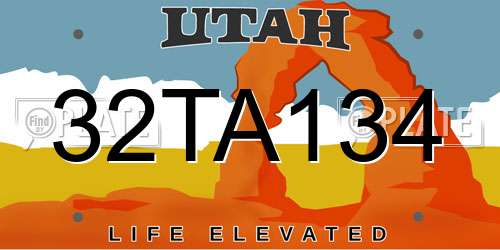 32TA134 Utah License Plate