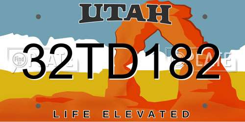 32TD182 Utah License Plate
